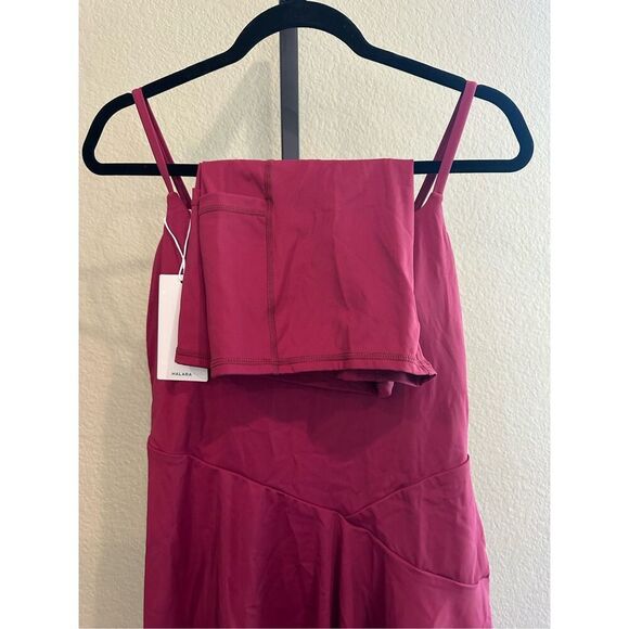 Size M Halara Asymmetrical Hem Slip Dress in Cordovan - Picture 5 of 8